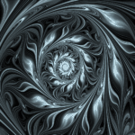 Black and silver swirling pattern forming a tunnel-like spiral, creating a sense of depth and movement.